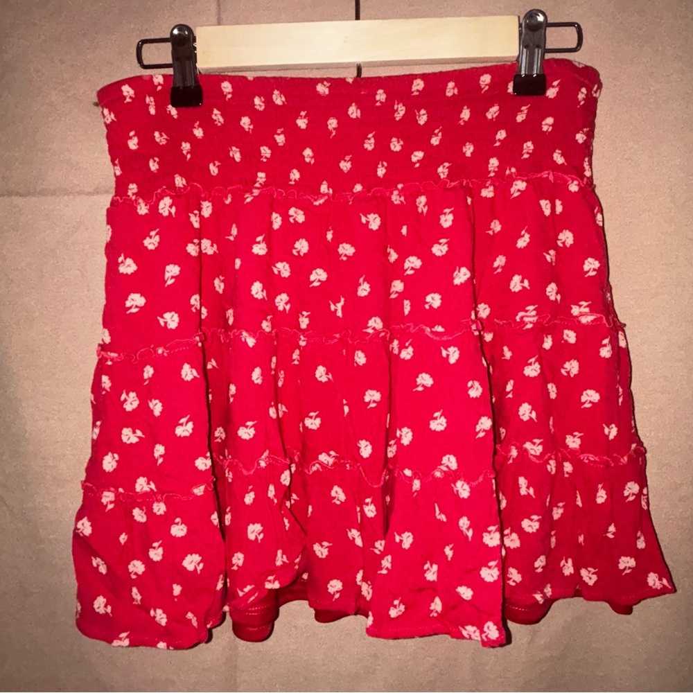 American Eagle Outfitters Red Floral Mini Skirt